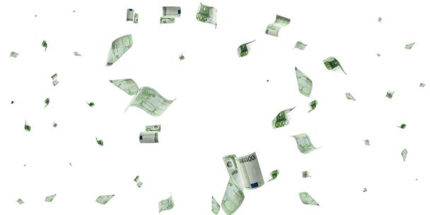 Euro money falling cash. European banknotes isolated on white background. - Φωτογραφία, εικόνα