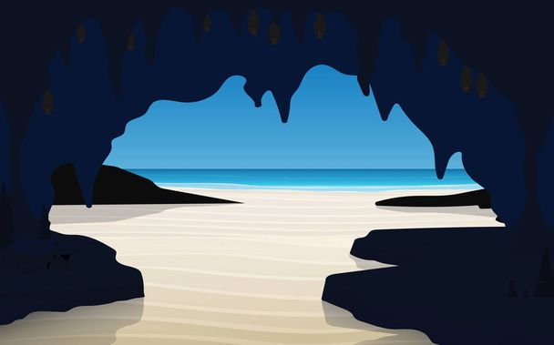  Пейзаж пещеры на пляже
 - Вектор,изображение