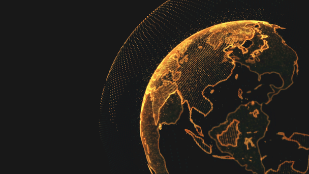 Streszczenie 3d renderowania sieci danych technologii naukowej otaczającej planetę - Materiał filmowy, wideo