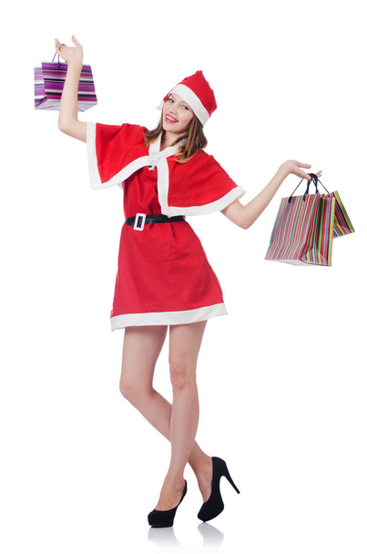 Young woman in red santa costume - Foto, Imagem