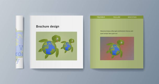 Set of brochures for marketing promoting the idea environmental protection - Vector, Image