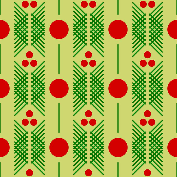 Різдвяний геометричний вектор безшовний візерунок. Елементи червоного і зеленого візерунка на барвистому фоні
.  - Вектор, зображення