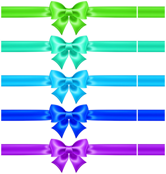 μετάξι τόξα σε δροσερά χρώματα, με κορδέλες - Διάνυσμα, εικόνα