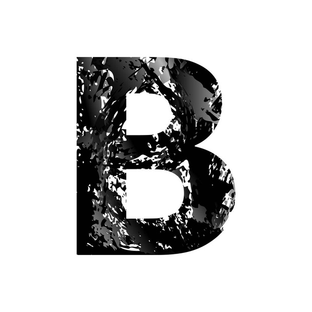 Grunge Letter B. Black Font Sketch Style Symbol - Fotoğraf, Görsel
