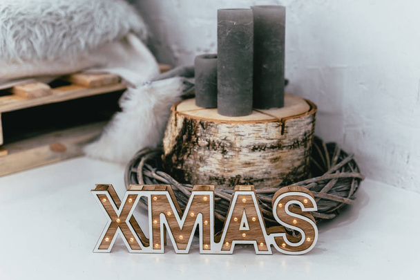 Guirlande lumineuse créative de Noël en bois
 - Photo, image