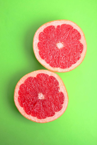 Ripe sliced grapefruit  - Fotoğraf, Görsel