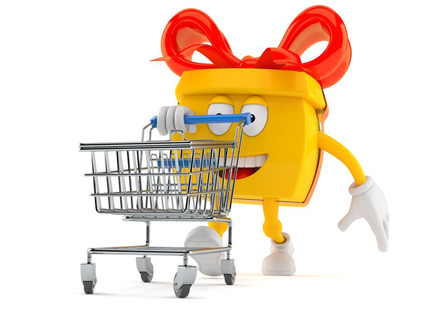ショッピングカート付きギフトキャラクター - 写真・画像