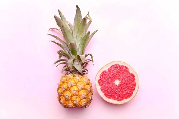 Érett ananász és grapefruit - Fotó, kép
