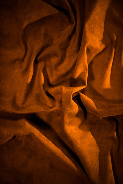 natural creased leather surface texture abstract background - Valokuva, kuva