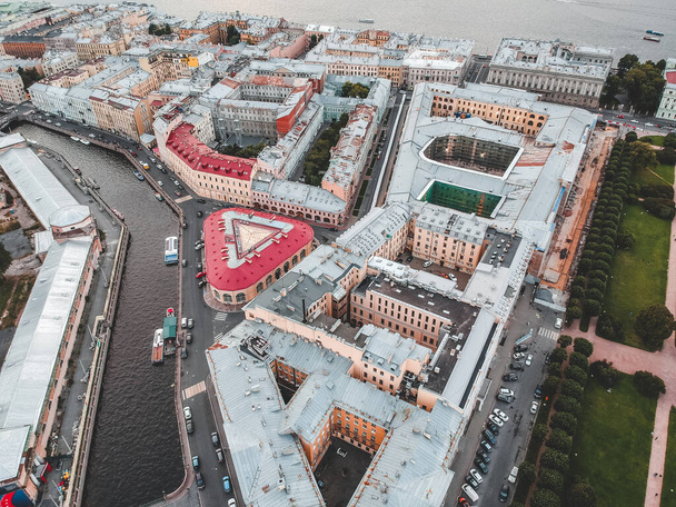 Aerial photo of the city center, the roofs of historic houses, St. Petersburg, Russia - 写真・画像