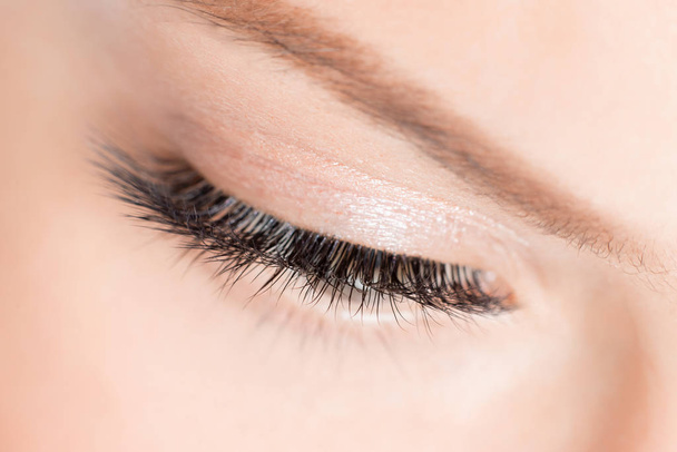 Eyelashes extensions. Lash extension procedure in spa beauty salon - Foto, Bild