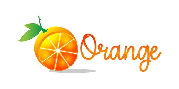 organikus narancssárga logó. Levelek a kézi logón. Természetes termékekc - Vektor, kép