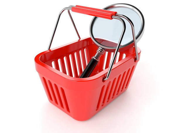 Shopping basket with magnifying glass - Photo, Image