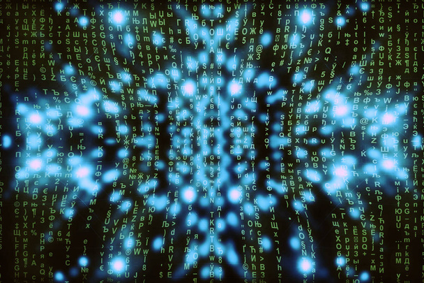 Mavi matris dijital arkaplan, siber uzay kavramı - Fotoğraf, Görsel