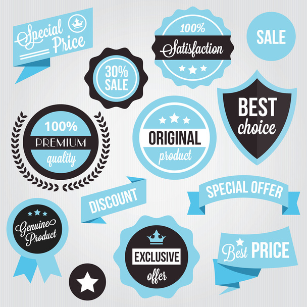 Vector Badges Stickers and Labels Set Blue - Vector, Image