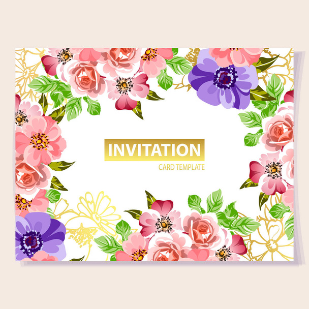 Vintage floral uitnodigingskaart - Vector, afbeelding