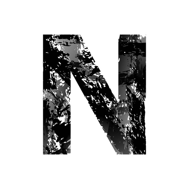 Grunge Letter N. Fekete betűtípus Sketch Style Symbol - Fotó, kép