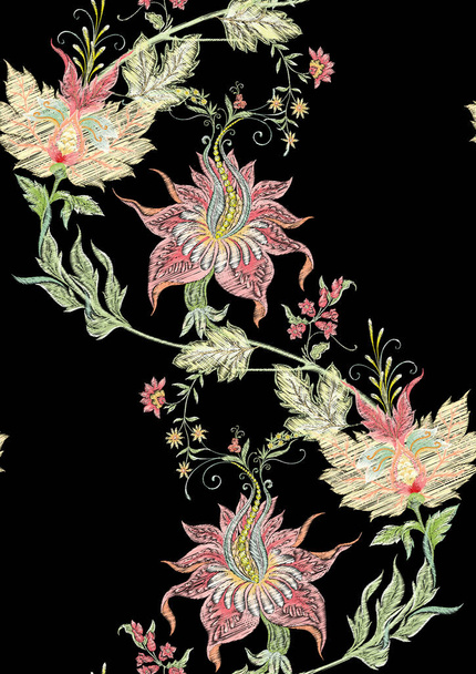 Fantasy virágok retro, szüret, jakobab  - Vektor, kép