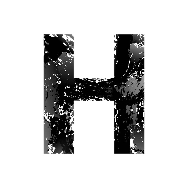 Grunge Letter H. Black Lettertype Sketch Style Symbool - Foto, afbeelding