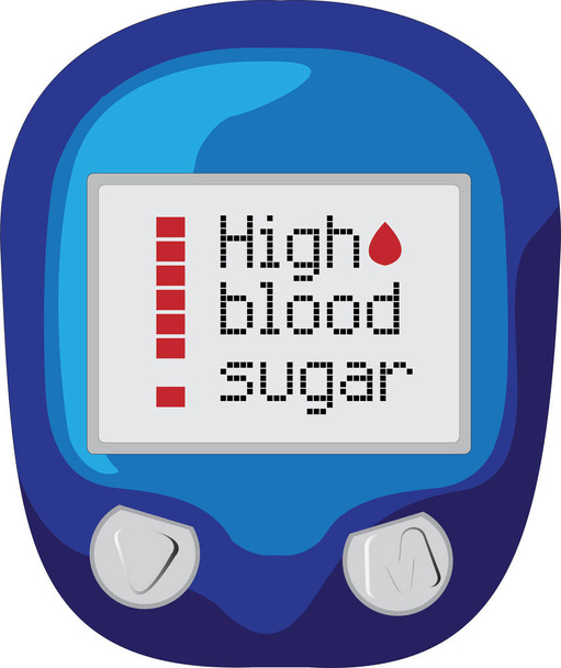 пристрій контролю рівня цукру в крові, що показує високий рівень цукру в крові Векторні ілюстрації на білому фоні ізольовані
 - Вектор, зображення