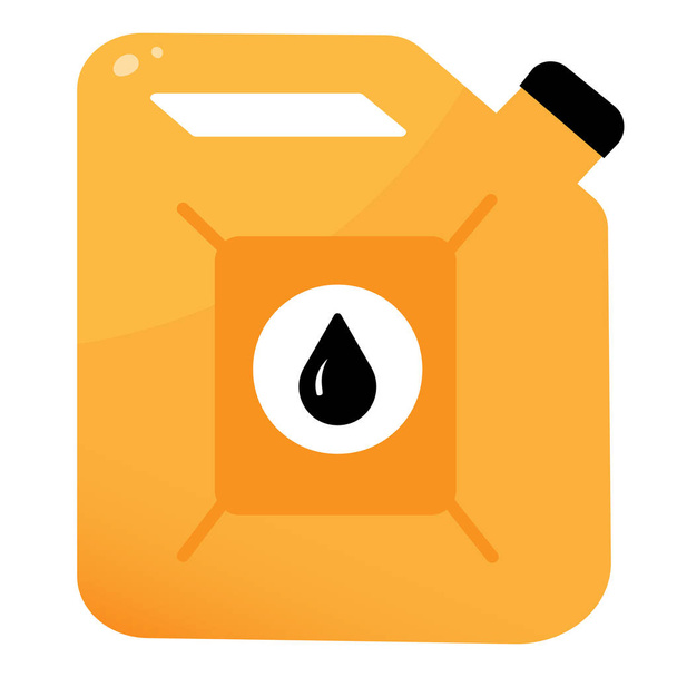 Color image of cartoon canister with petrol on a white background. Spare gasoline. Fuel for vehicle. Vector illustration. - Διάνυσμα, εικόνα