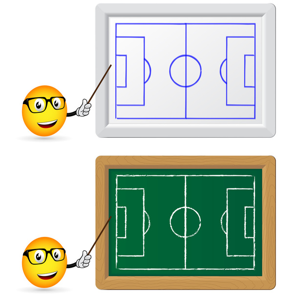 Блекборд і планшет з вчителем футболу
 - Вектор, зображення