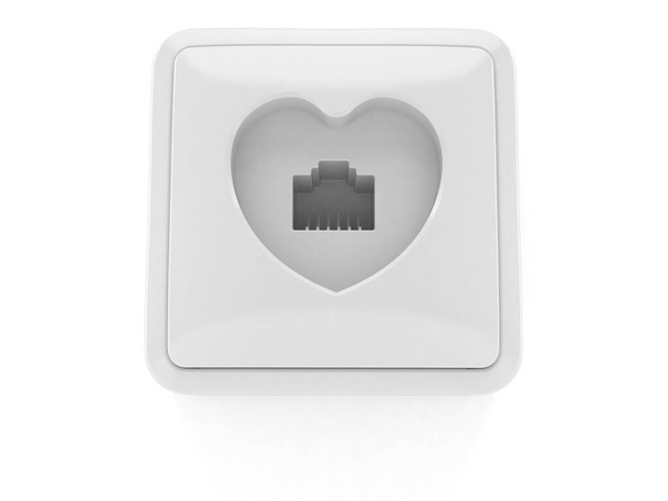 Network outlet in heart symbol - Photo, Image