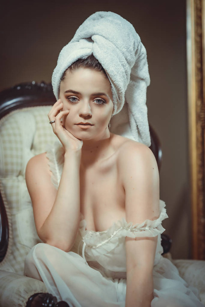 Gorgeous Woman In Vintage Style Lingerie - Фото, изображение