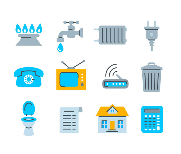 Household services utility payment bill flat icons - Vector, Image