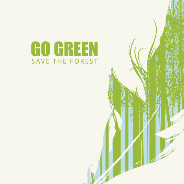 Ga groene Eco poster concept. Het forest opslaan - Vector, afbeelding