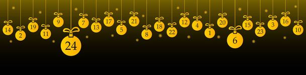 adventní kalendář 1 až 24 na vánoční ozdoby - Vektor, obrázek