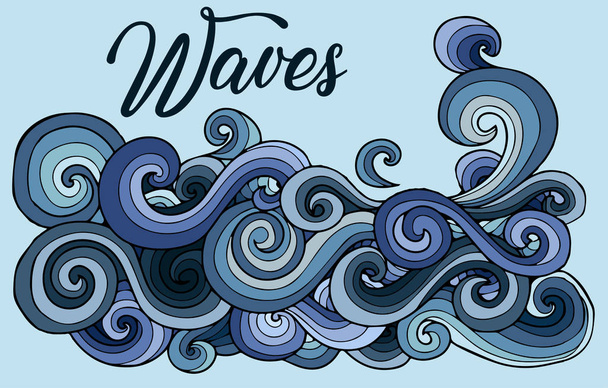 Wellen auf blauem Hintergrund, einfach Vektorillustration   - Vektor, Bild