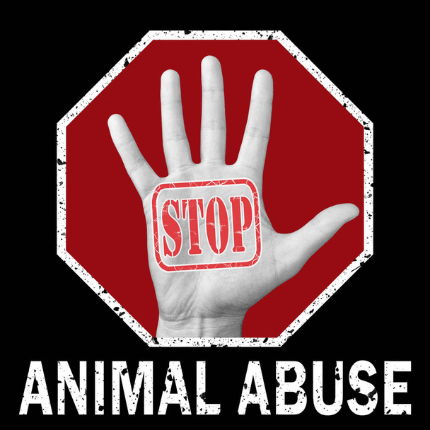 Stop animal abuse conceptual illustration. Global social problem - Zdjęcie, obraz