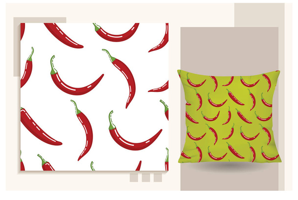 Seamless design of chili pattern - Vector, Image