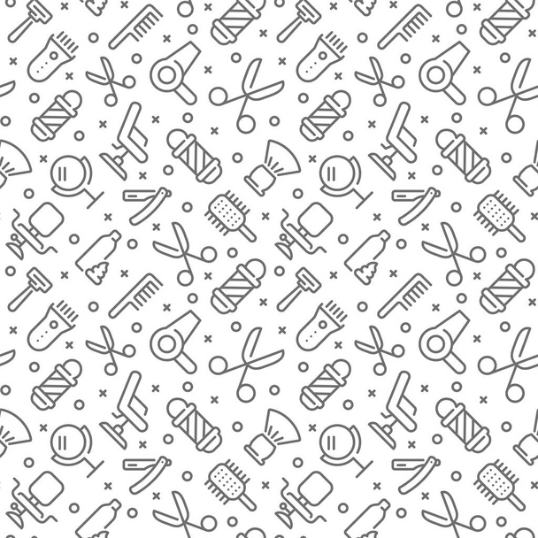 Barbershop related seamless pattern with outline icons - Vektori, kuva
