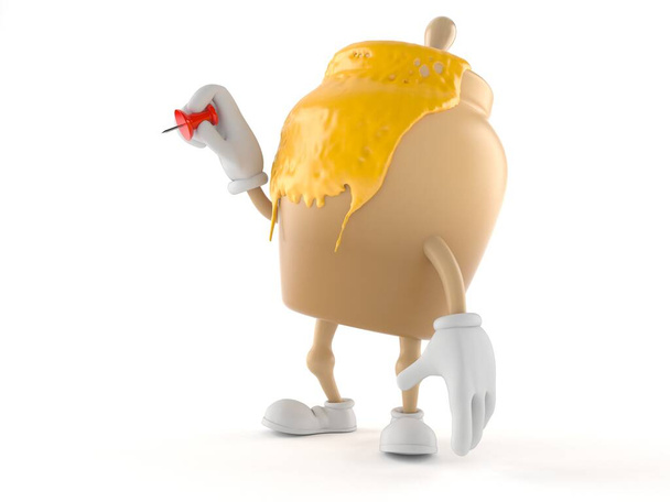 Honing pot karakter houden thumbtack - Foto, afbeelding