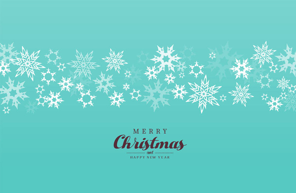 Merry Christmas vector illustration with many snowflakes on gree - ベクター画像