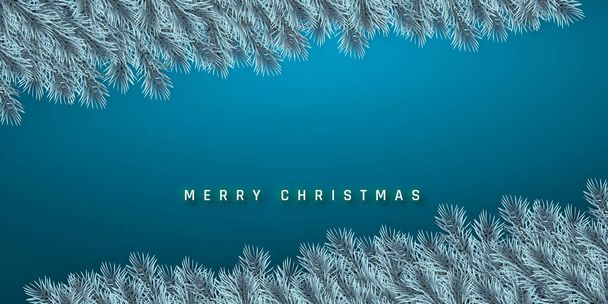 Feestelijke Kerst of Nieuwjaarsachtergrond. Blauwe kerstboom takken. De achtergrond van vakantie. Vectorillustratie - Vector, afbeelding