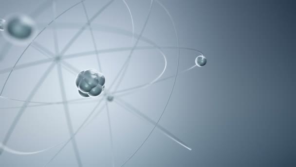 grey animation of slow rotation atom from glass, Animation of seamless loop  - Footage, Video