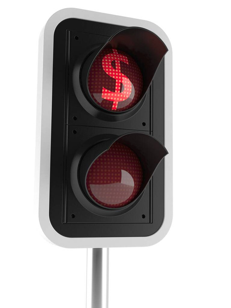 Червоне світлофор з доларовою валютою
 - Фото, зображення