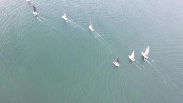 Vista aérea de veleiros e iates no porto de Dun Laoghaire marina, Irlanda
 - Filmagem, Vídeo