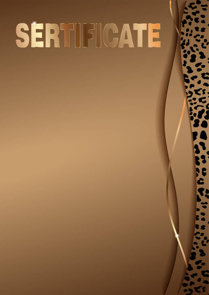 Vertical Sertificate Template with Fashionable Leopard Pattern. Vector illustration - Vector, Image