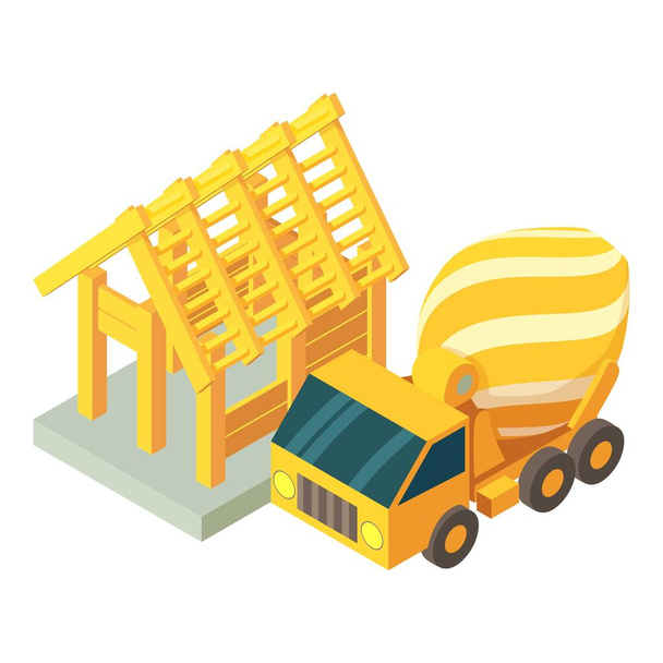 Concreting works icon, isometric style - Vector, Image