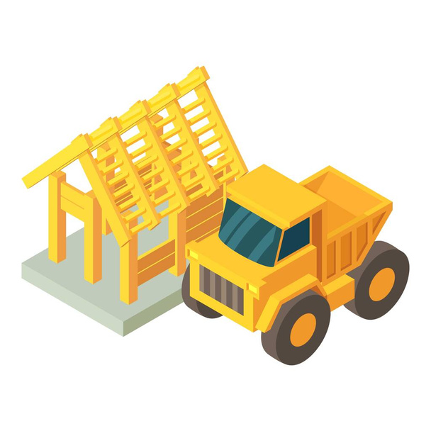 Stavební dopravní ikona, izometrický styl - Vektor, obrázek