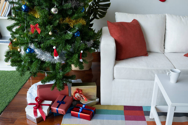 Gifts or present under the Christmas tree that decorated for Chr - Photo, Image