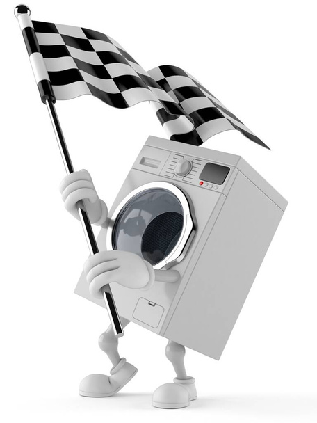 Wasmachine karakter zwaaien ras vlag - Foto, afbeelding
