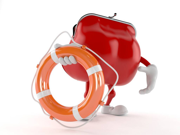 Purse character holding life buoy - Photo, Image