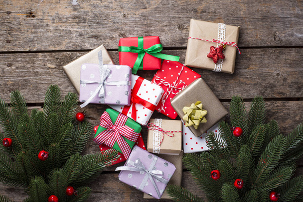 Christmas background with gift boxes - Foto, afbeelding