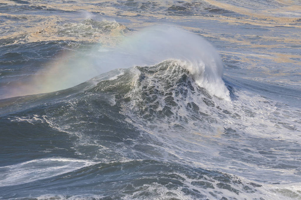 ポルトガルのナザレにある「プライア・ノルテ」の大きな波. - 写真・画像