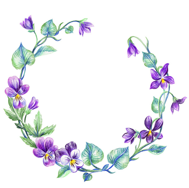 Spring wreath of violet flowers - Photo, image